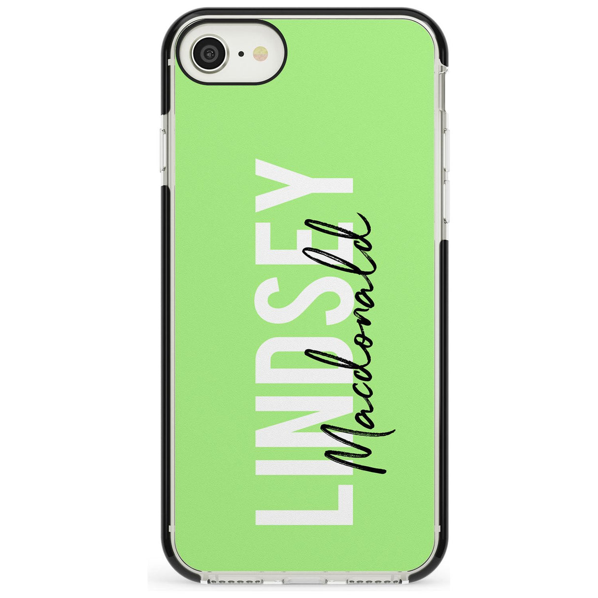 Bold Custom Name: Lime Black Impact Phone Case for iPhone SE 8 7 Plus