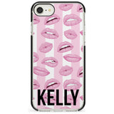 Pink Stripes & Lips iPhone Case  Black Impact Custom Phone Case - Case Warehouse