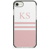 Minimal Pink Stripes & Initials iPhone Case  Black Impact Custom Phone Case - Case Warehouse