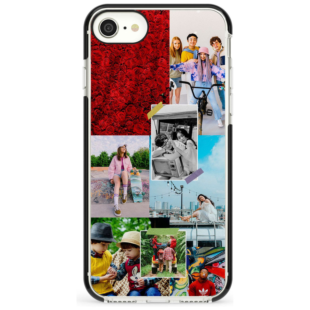 Personalised Photo Collage Black Impact Phone Case for iPhone SE 8 7 Plus