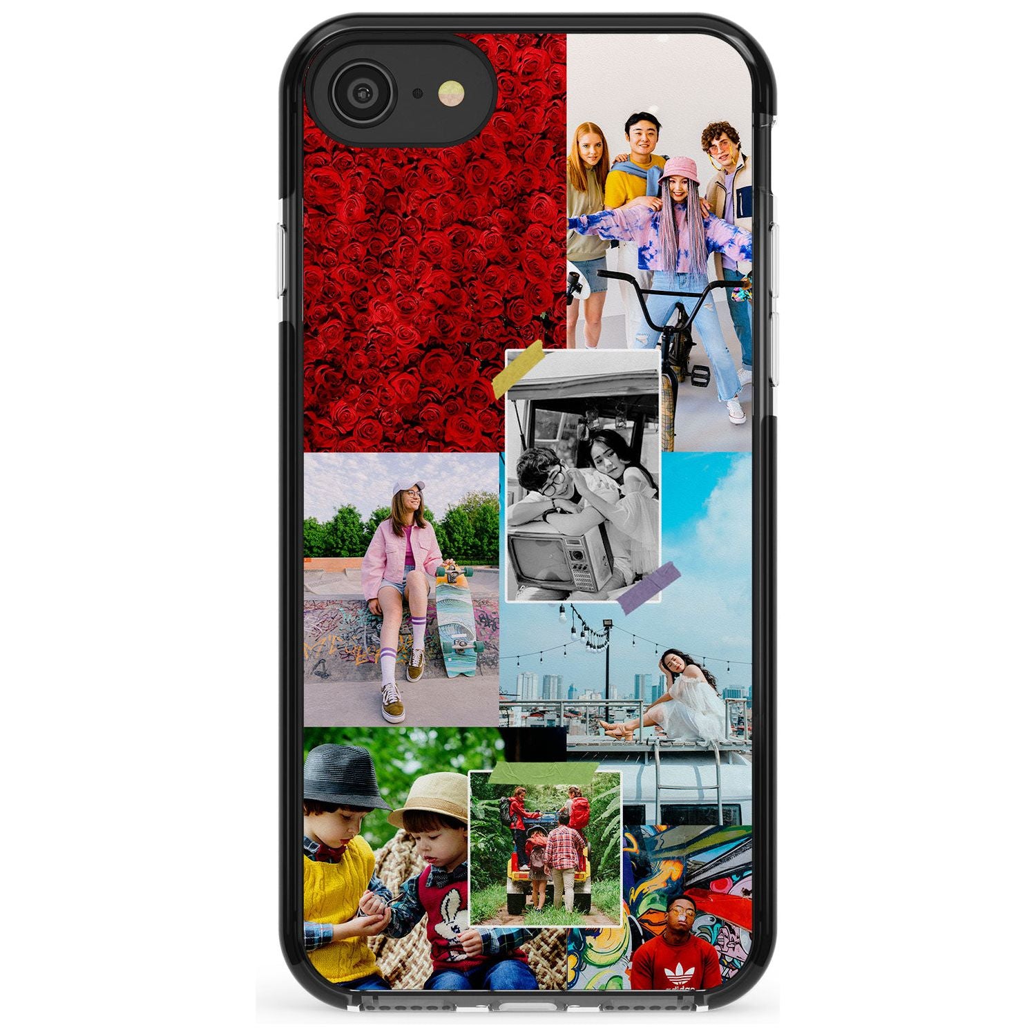 Personalised Photo Collage Black Impact Phone Case for iPhone SE 8 7 Plus