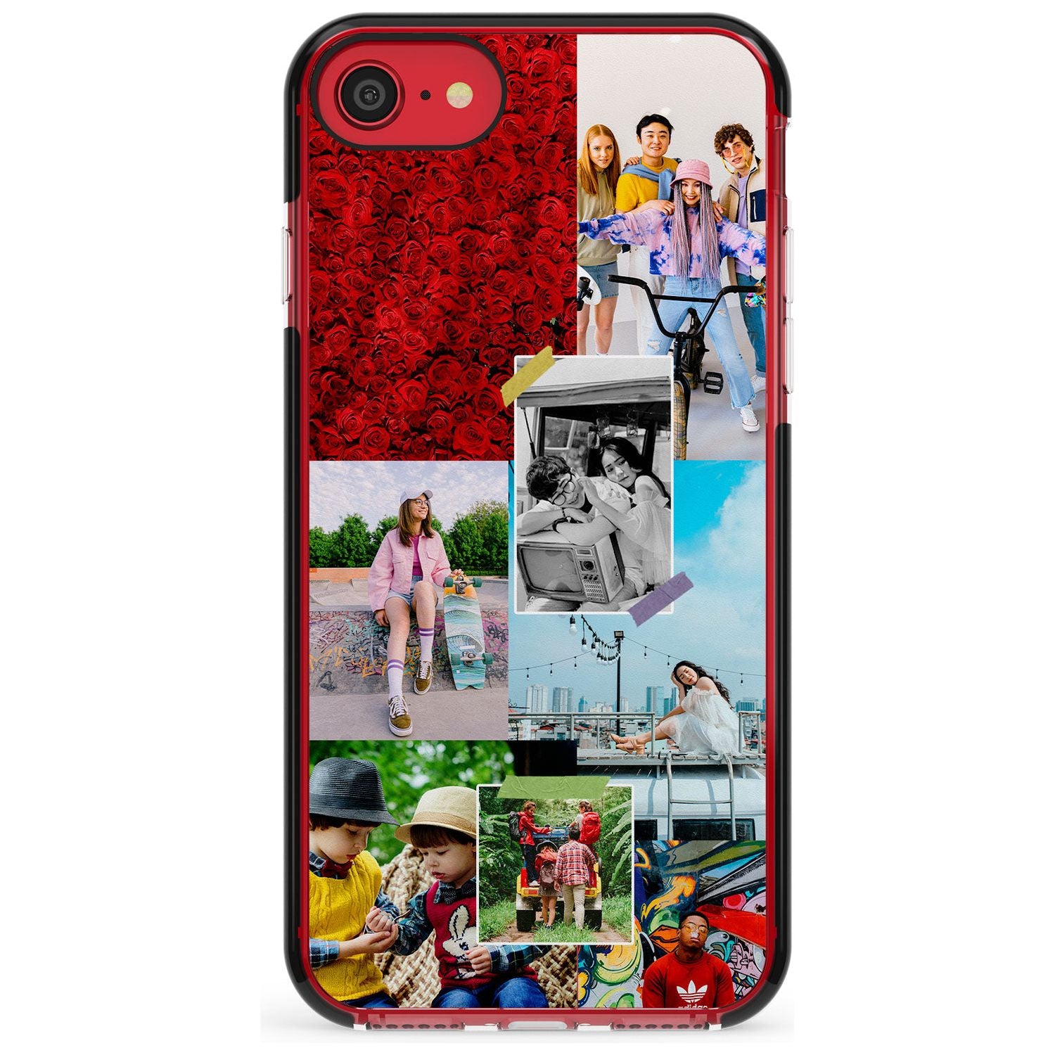 Personalised Photo Collage Black Impact Phone Case for iPhone SE 8 7 Plus