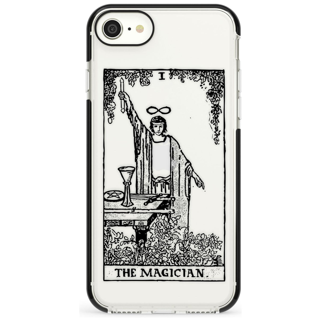 The Magician Tarot Card - Transparent Pink Fade Impact Phone Case for iPhone SE 8 7 Plus