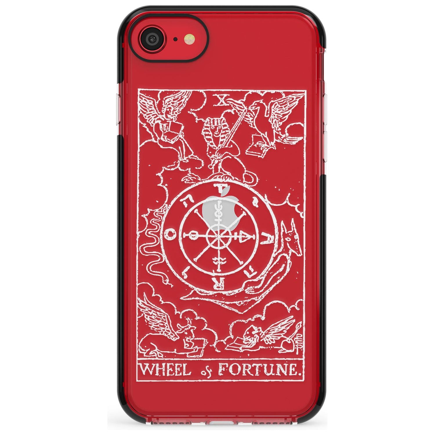 Wheel of Fortune Tarot Card - White Transparent Pink Fade Impact Phone Case for iPhone SE 8 7 Plus