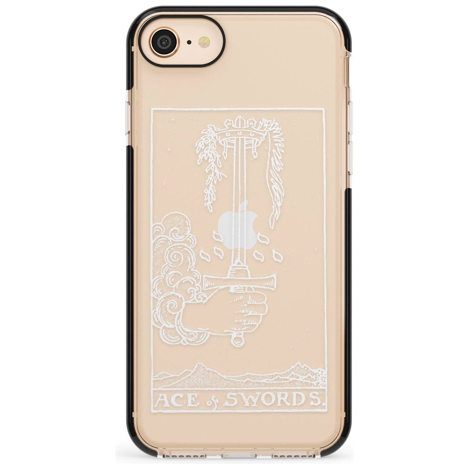 Ace of Swords Tarot Card - White Transparent Pink Fade Impact Phone Case for iPhone SE 8 7 Plus