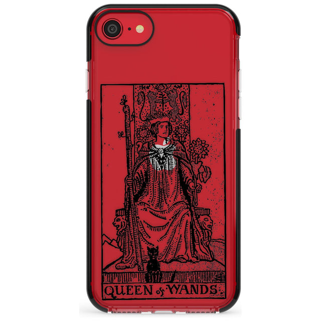 Queen of Wands Tarot Card - Transparent Pink Fade Impact Phone Case for iPhone SE 8 7 Plus