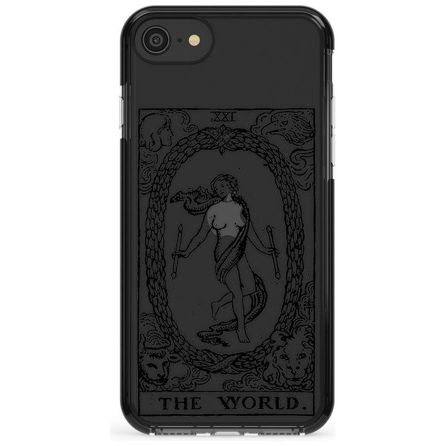 The World Tarot Card - Transparent Pink Fade Impact Phone Case for iPhone SE 8 7 Plus