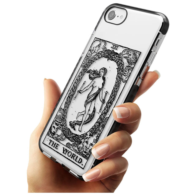 The World Tarot Card - Transparent Pink Fade Impact Phone Case for iPhone SE 8 7 Plus