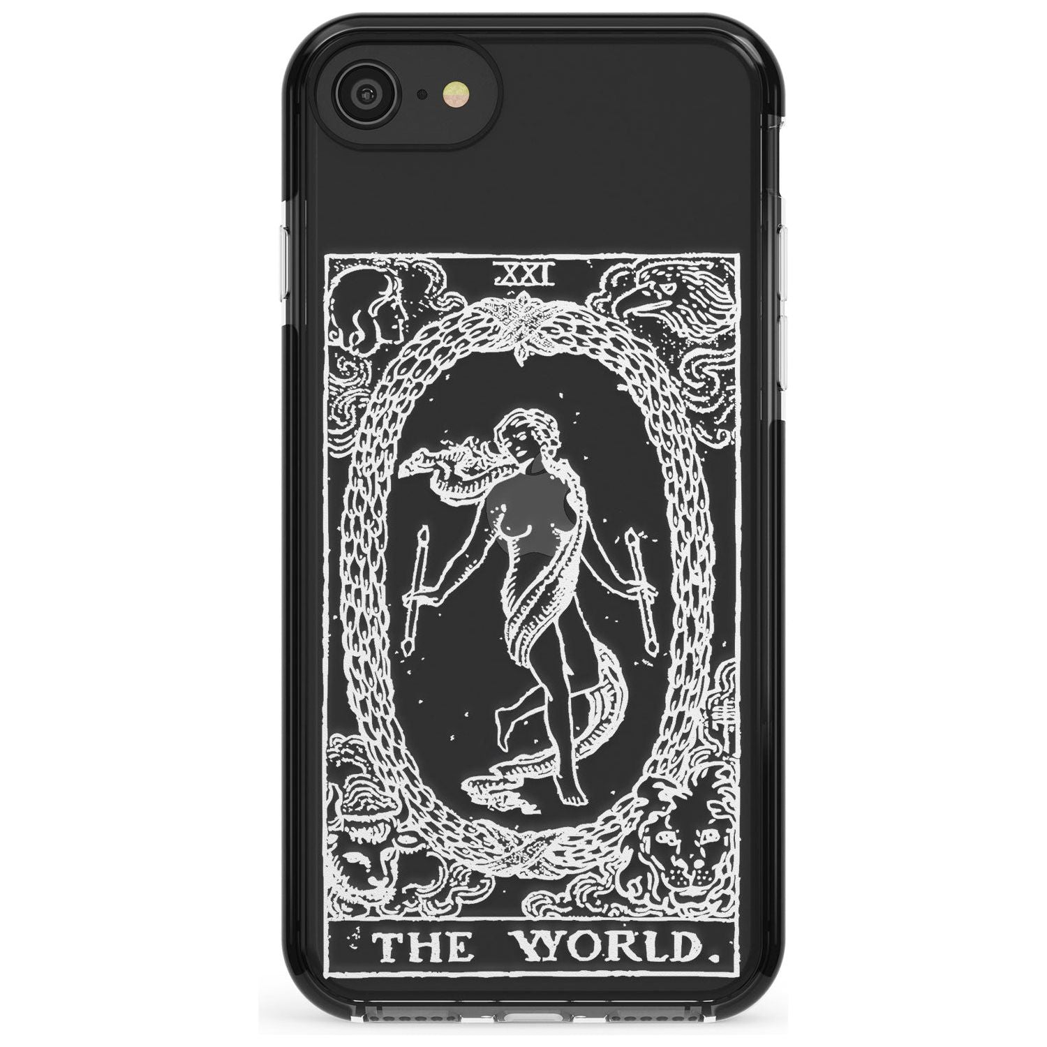 The World Tarot Card - White Transparent Pink Fade Impact Phone Case for iPhone SE 8 7 Plus