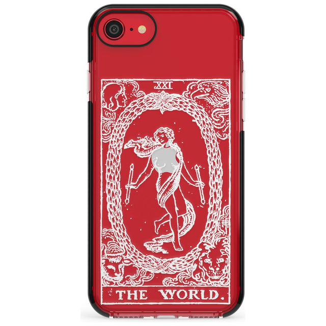 The World Tarot Card - White Transparent Pink Fade Impact Phone Case for iPhone SE 8 7 Plus