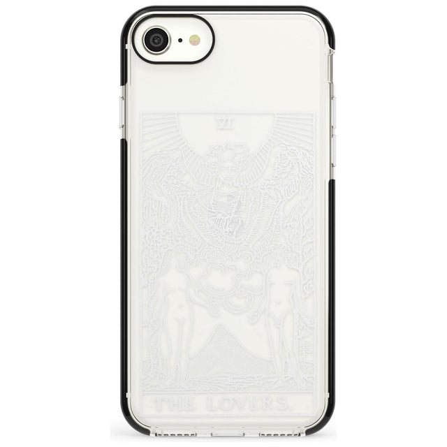 The Lovers Tarot Card - White Transparent Pink Fade Impact Phone Case for iPhone SE 8 7 Plus