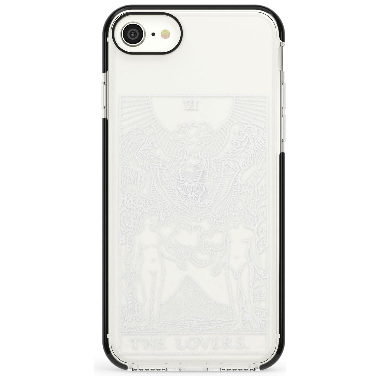 The Lovers Tarot Card - White Transparent Pink Fade Impact Phone Case for iPhone SE 8 7 Plus