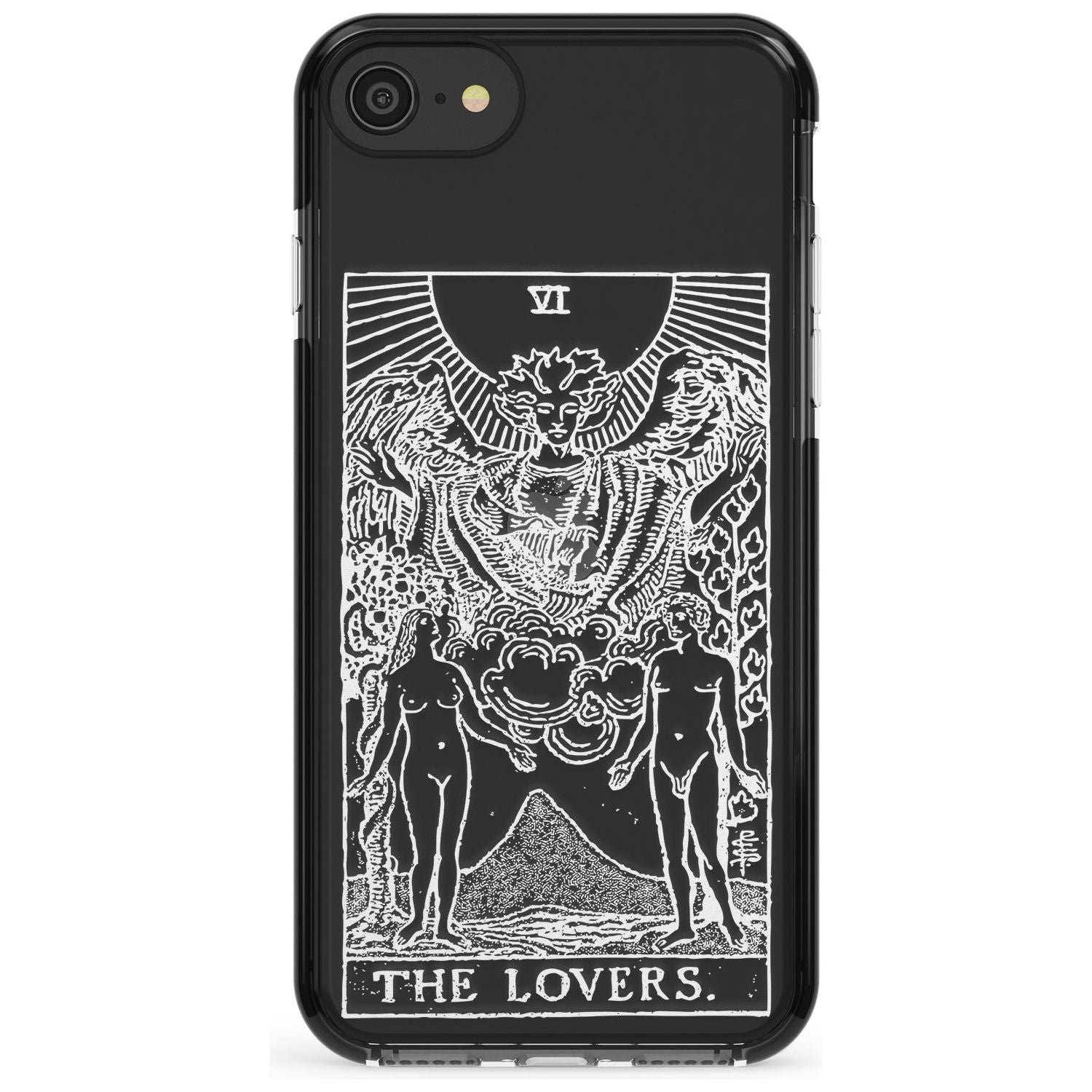 The Lovers Tarot Card - White Transparent Pink Fade Impact Phone Case for iPhone SE 8 7 Plus