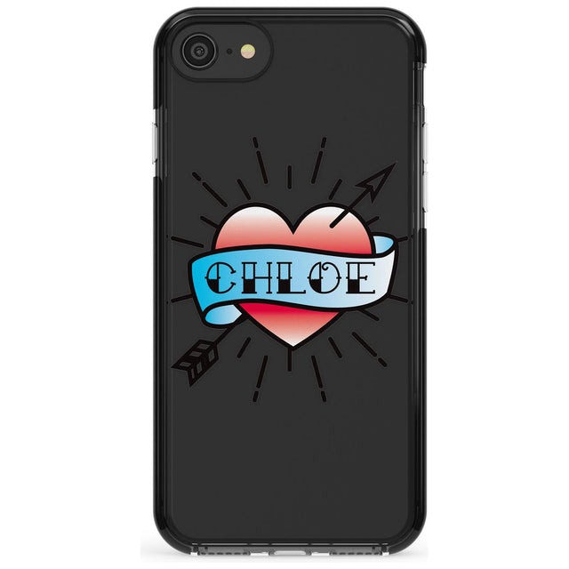 Custom Heart Tattoo Pink Fade Impact Phone Case for iPhone SE 8 7 Plus