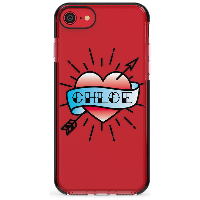 Custom Heart Tattoo Pink Fade Impact Phone Case for iPhone SE 8 7 Plus