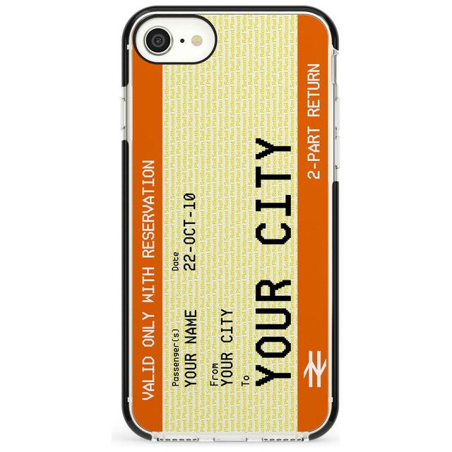 Personalised Create Your Own Train Ticket Black Impact Phone Case for iPhone SE 8 7 Plus