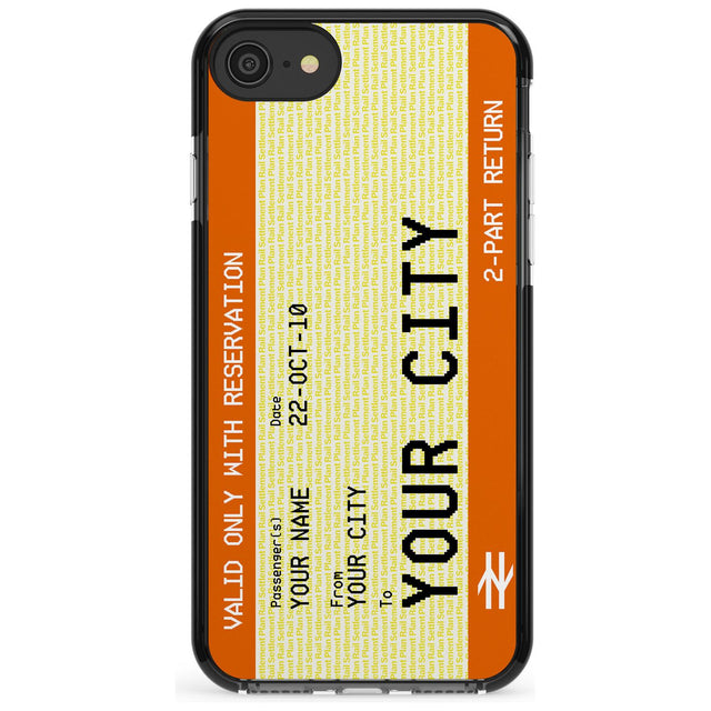 Personalised Create Your Own Train Ticket Black Impact Phone Case for iPhone SE 8 7 Plus