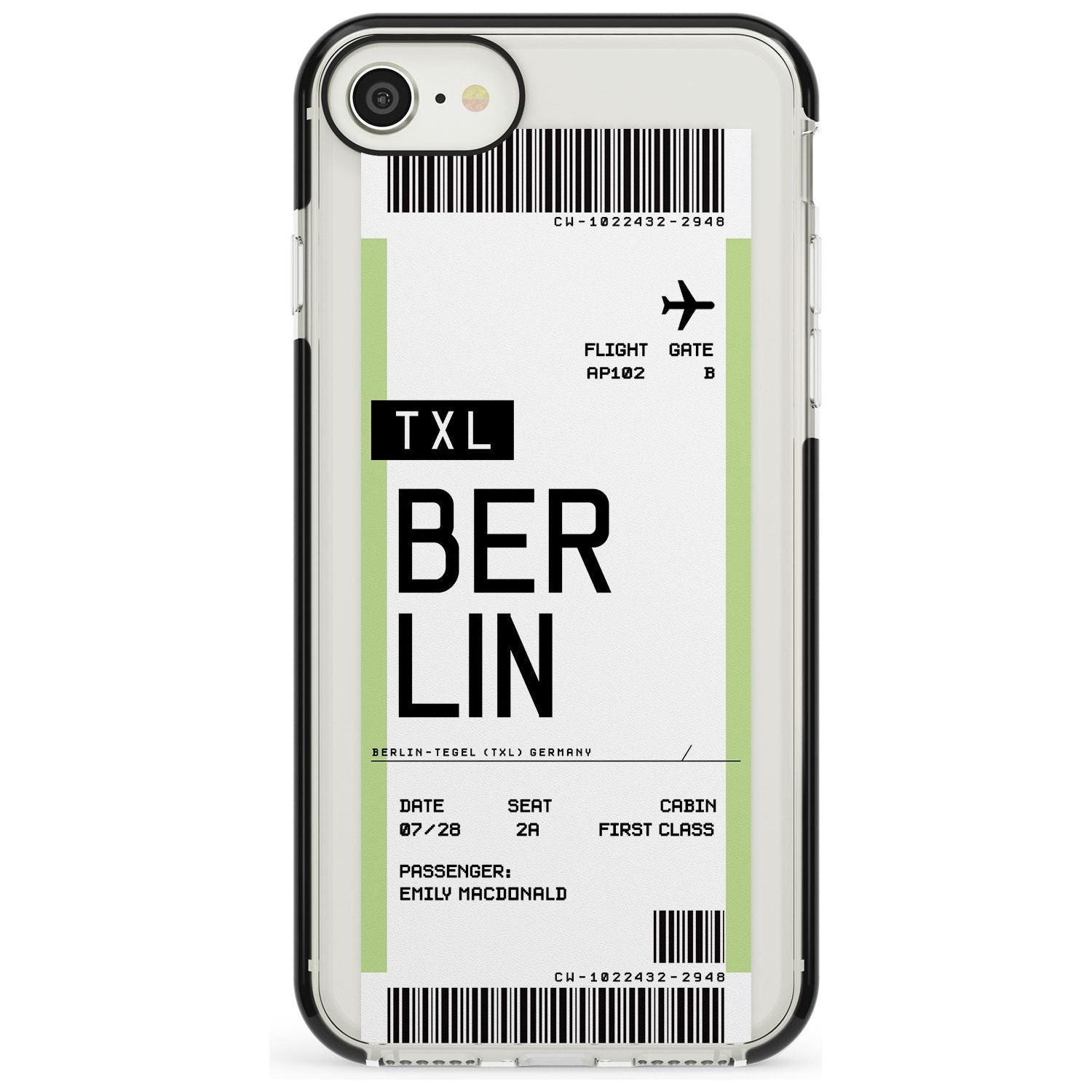 Berlin Boarding Pass iPhone Case  Black Impact Custom Phone Case - Case Warehouse