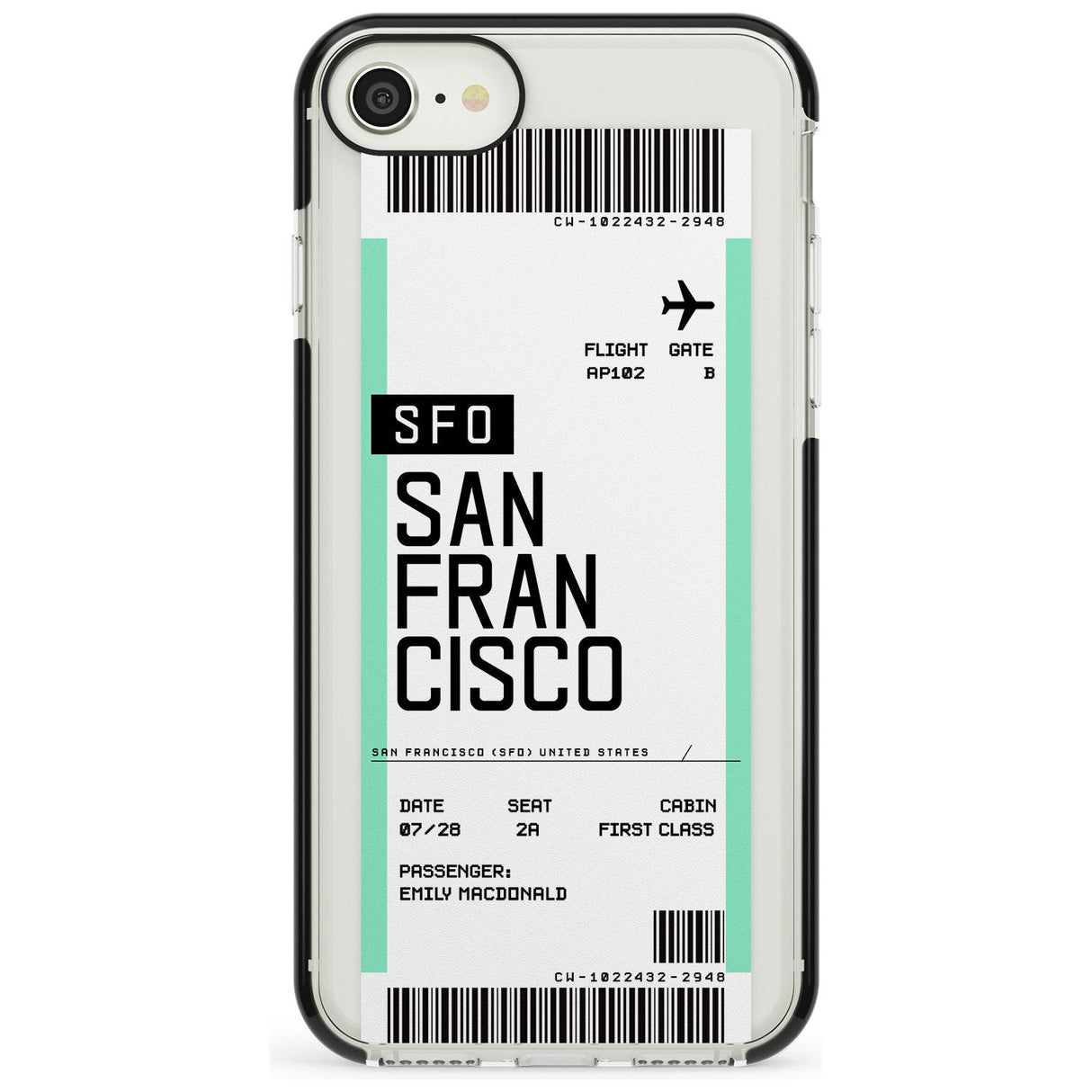 San Francisco Boarding Pass iPhone Case  Black Impact Custom Phone Case - Case Warehouse