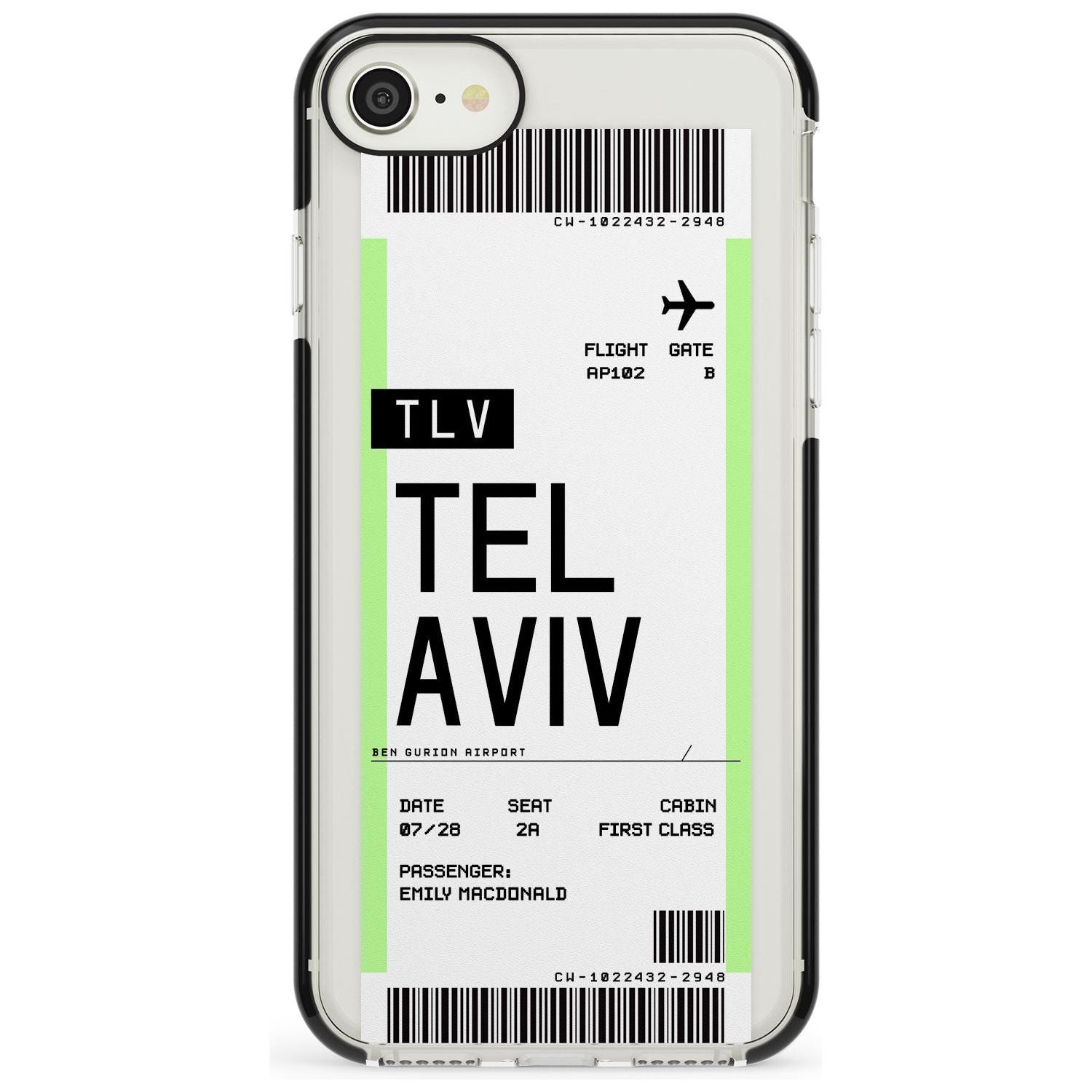 Tel Aviv Boarding Pass iPhone Case  Black Impact Custom Phone Case - Case Warehouse