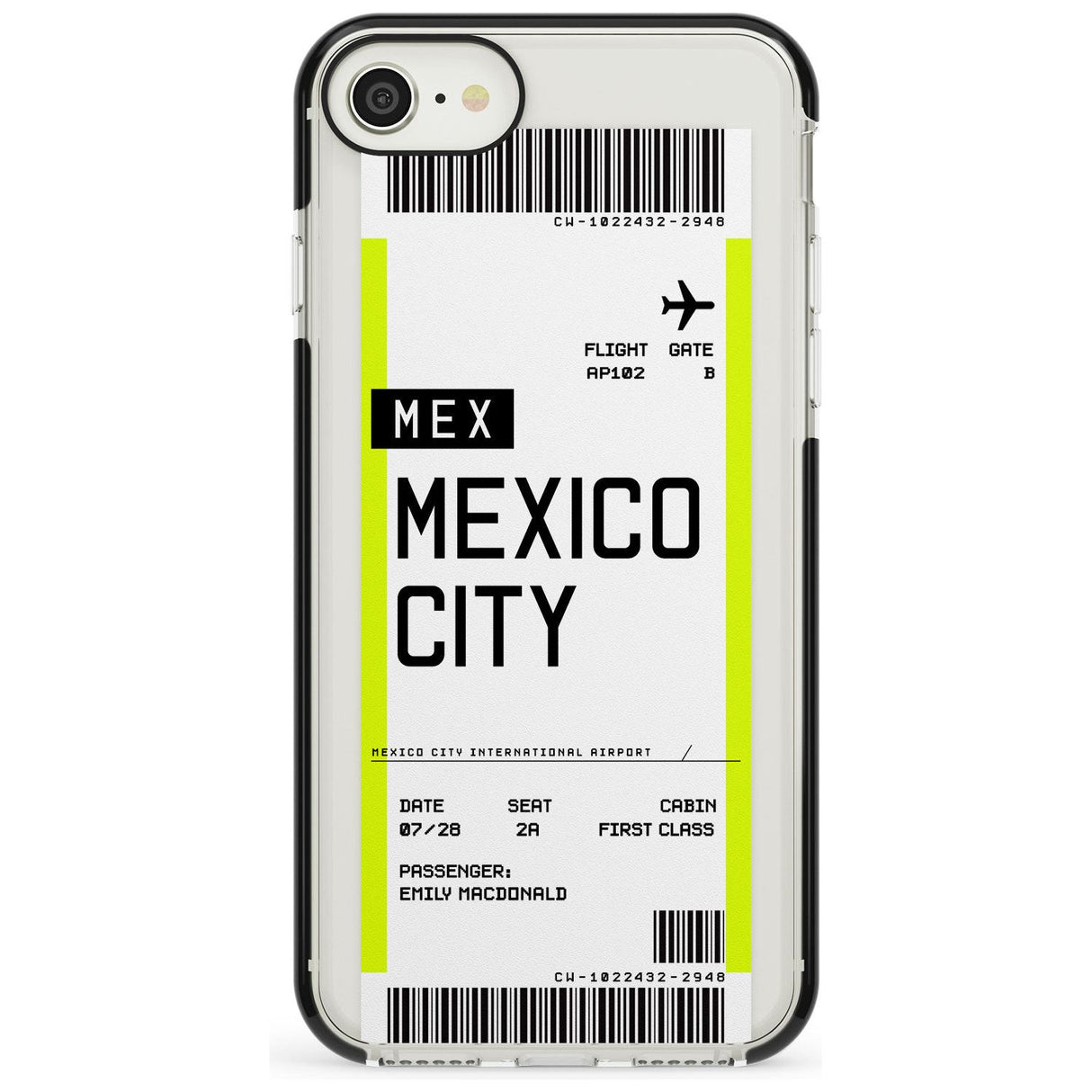 Mexico City Boarding Pass iPhone Case  Black Impact Custom Phone Case - Case Warehouse