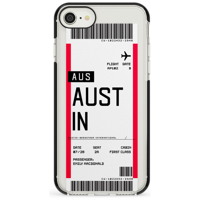 Austin Boarding Pass iPhone Case  Black Impact Custom Phone Case - Case Warehouse