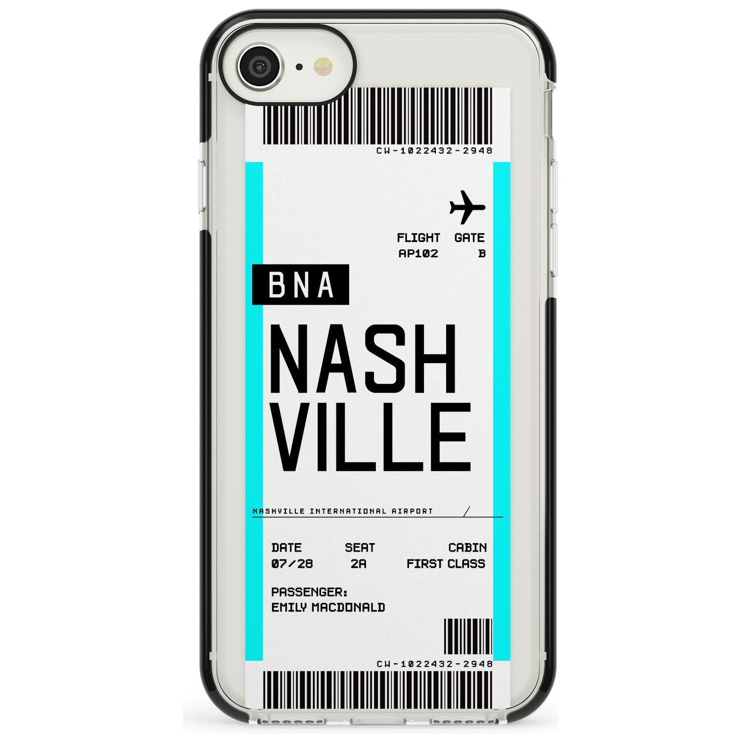 Nashville Boarding Pass iPhone Case  Black Impact Custom Phone Case - Case Warehouse