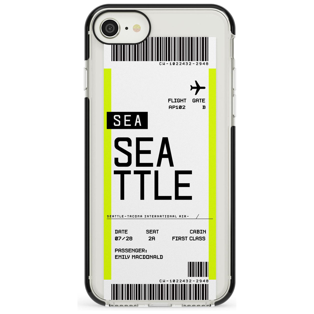 Seattle Boarding Pass iPhone Case  Black Impact Custom Phone Case - Case Warehouse