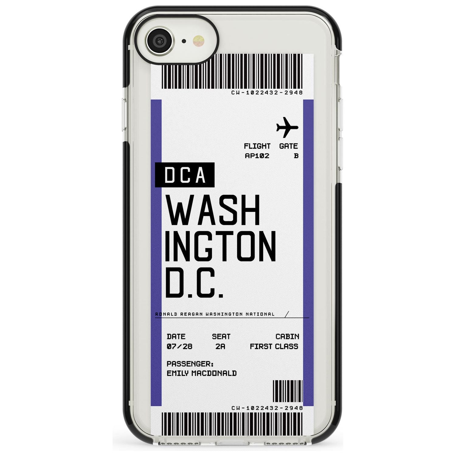 Washington D.C. Boarding Pass iPhone Case  Black Impact Custom Phone Case - Case Warehouse