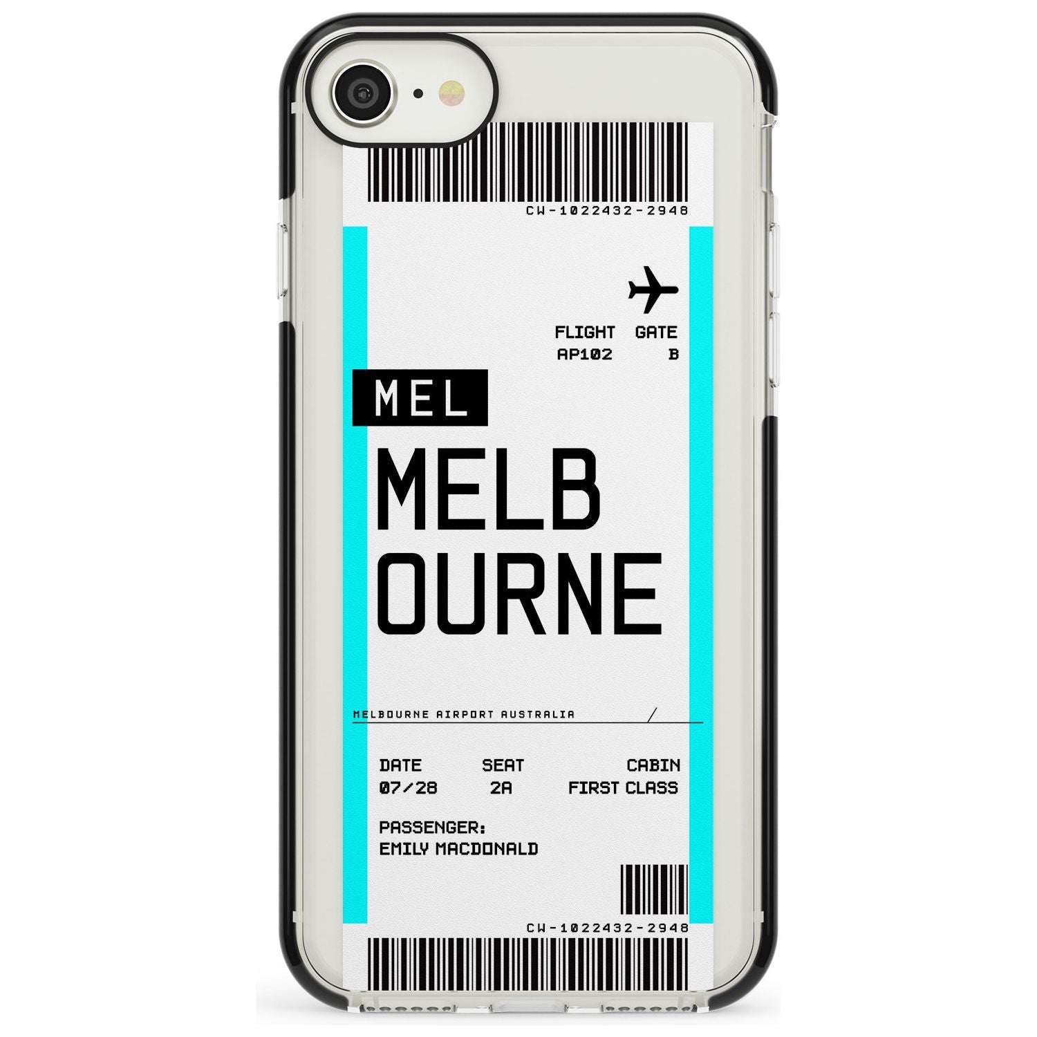 Melbourne Boarding Pass iPhone Case  Black Impact Custom Phone Case - Case Warehouse