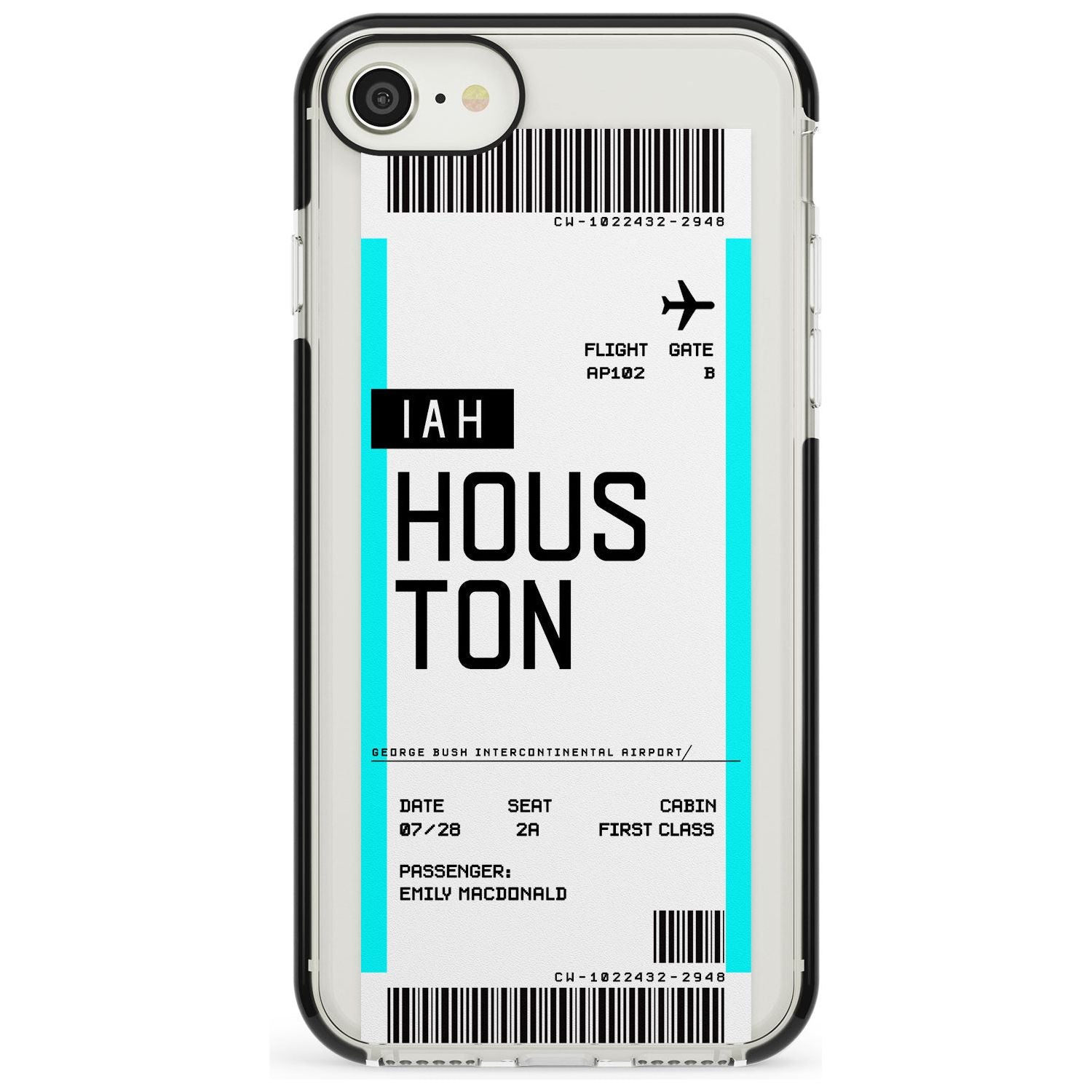 Houston Boarding Pass iPhone Case  Black Impact Custom Phone Case - Case Warehouse