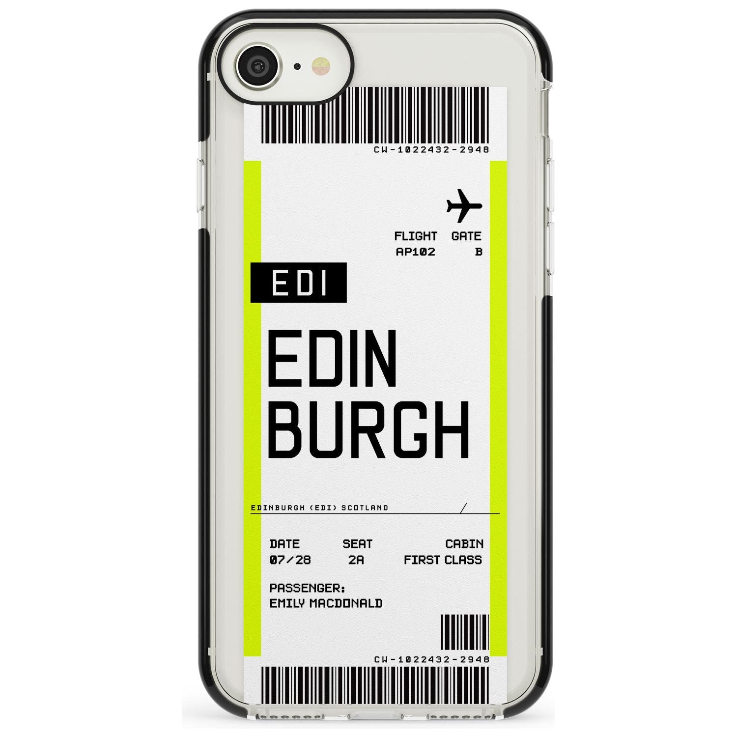 Edinburgh Boarding Pass  Black Impact Custom Phone Case - Case Warehouse