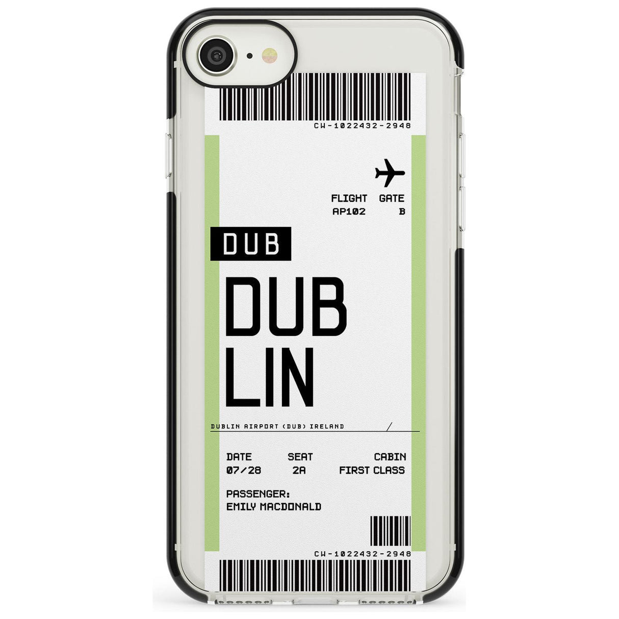 Dublin Boarding Pass iPhone Case  Black Impact Custom Phone Case - Case Warehouse