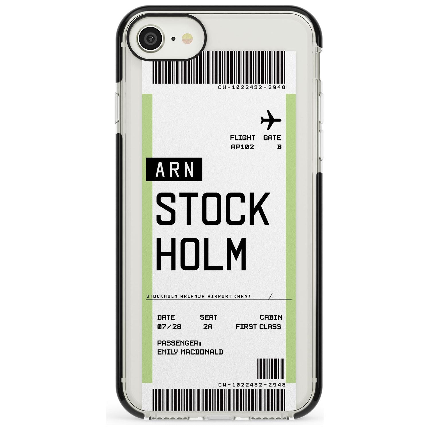 Stockholm Boarding Pass iPhone Case  Black Impact Custom Phone Case - Case Warehouse