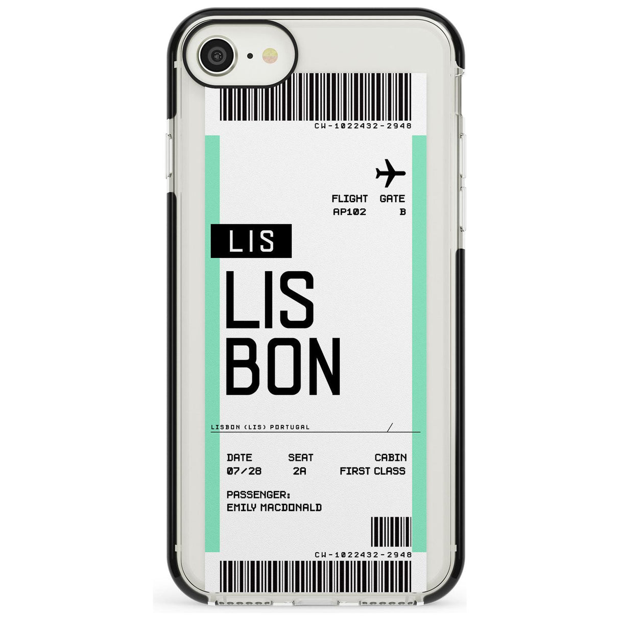 Lisbon Boarding Pass iPhone Case  Black Impact Custom Phone Case - Case Warehouse