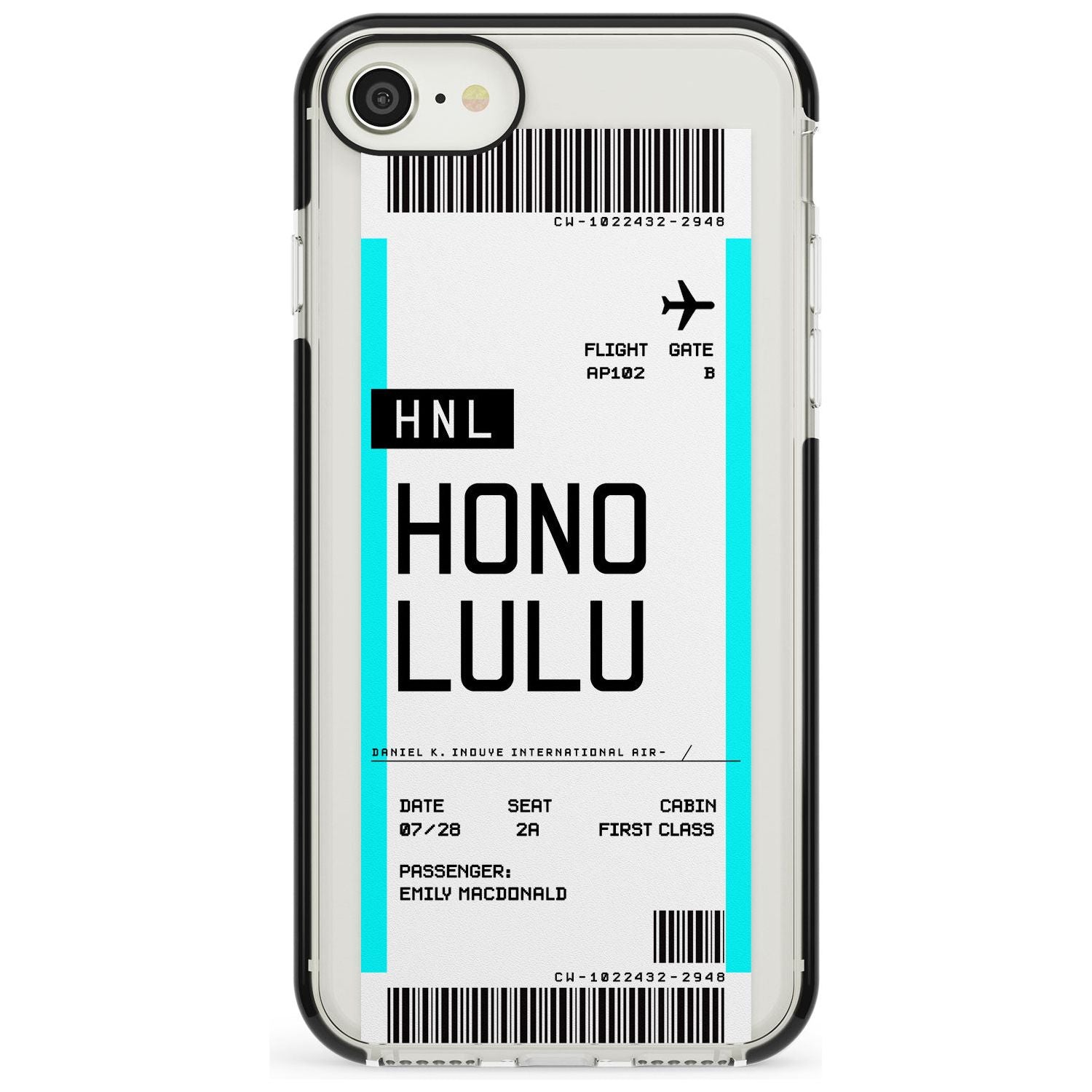Honolulu Boarding Pass iPhone Case  Black Impact Custom Phone Case - Case Warehouse