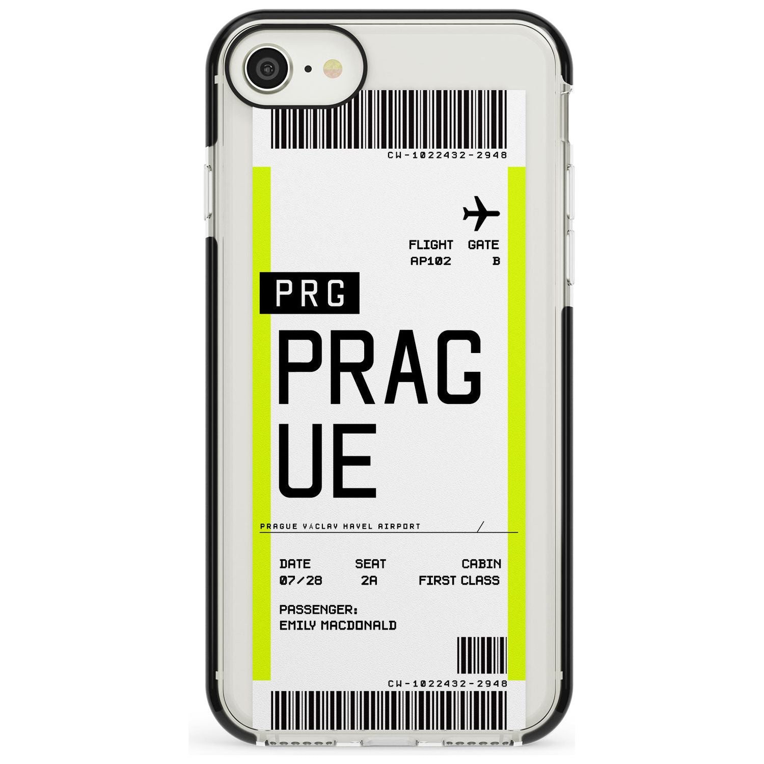 Prague Boarding Pass  Black Impact Custom Phone Case - Case Warehouse