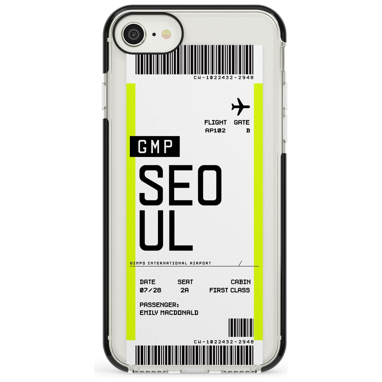 Seoul Boarding Pass iPhone Case  Black Impact Custom Phone Case - Case Warehouse