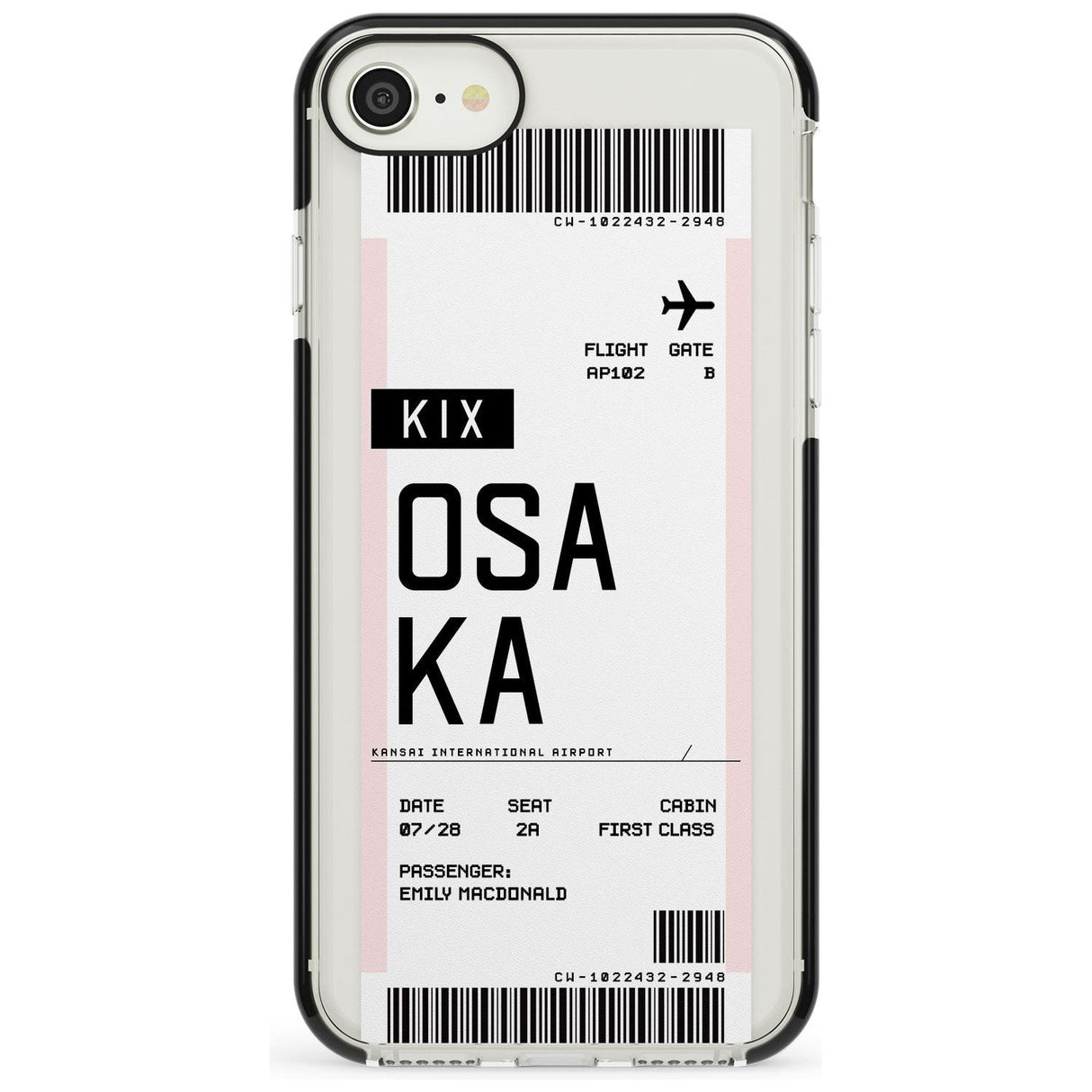 Osaka Boarding Pass iPhone Case  Black Impact Custom Phone Case - Case Warehouse