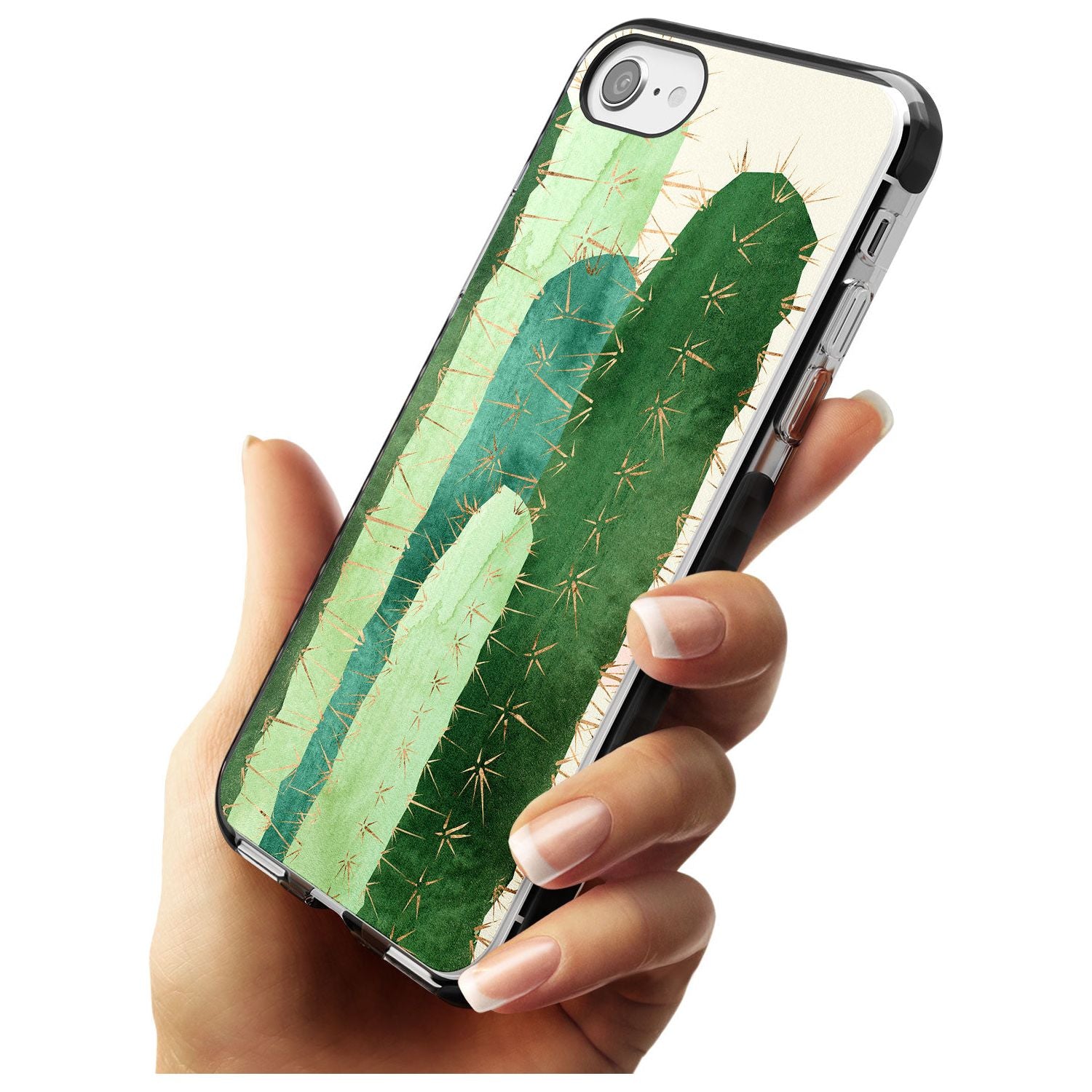 Large Cacti Mix Design Black Impact Phone Case for iPhone SE 8 7 Plus