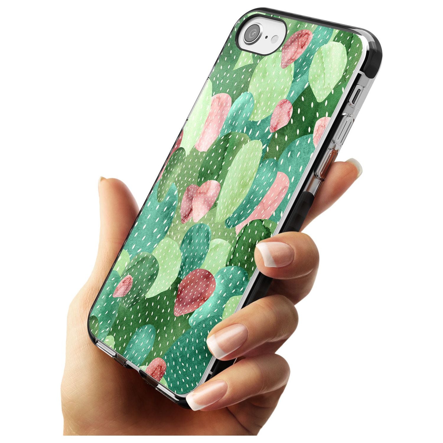 Colourful Cactus Mix Design Black Impact Phone Case for iPhone SE 8 7 Plus