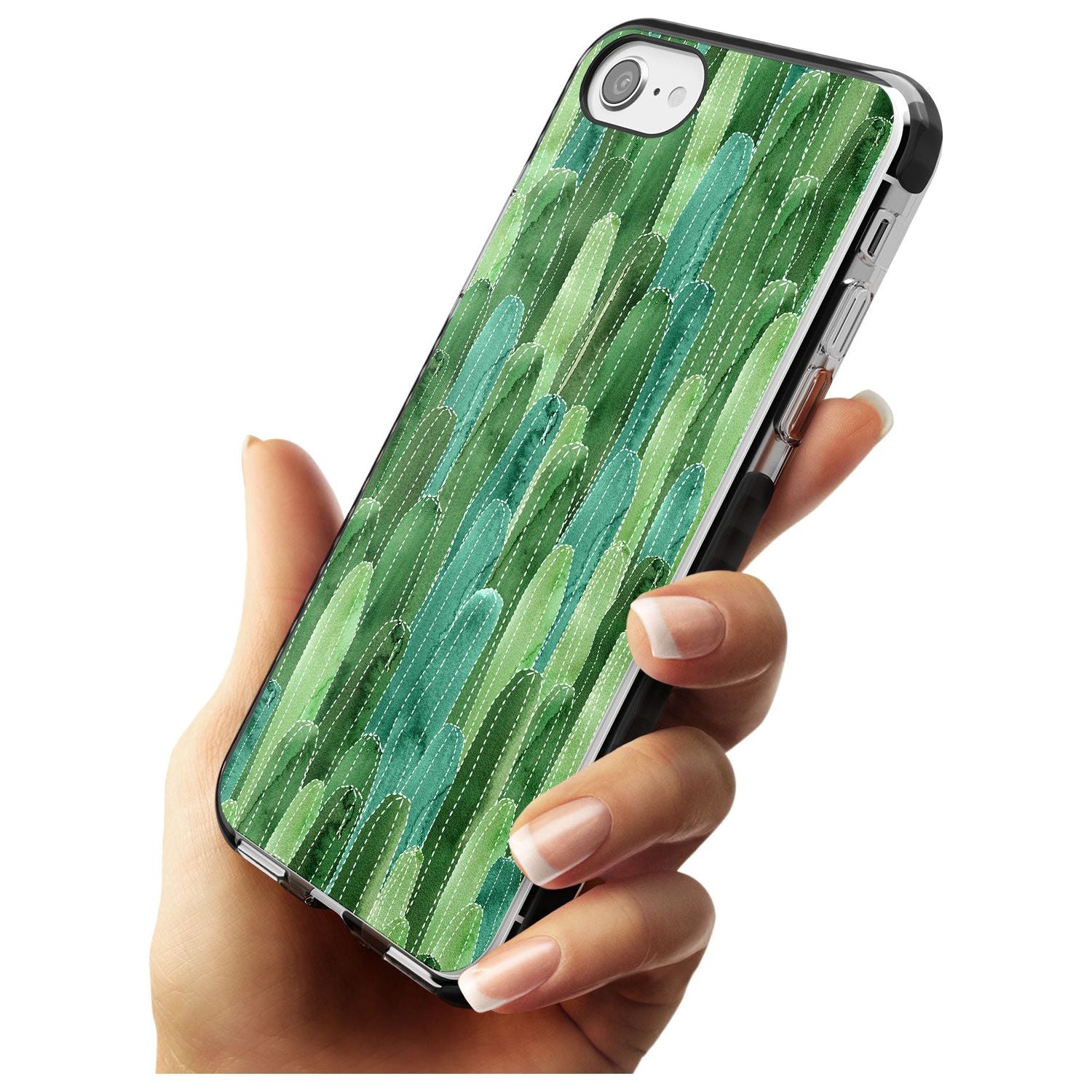Skinny Cacti Pattern Design Black Impact Phone Case for iPhone SE 8 7 Plus