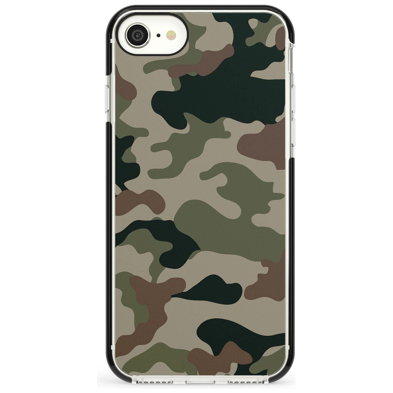 Green and Brown Camo Black Impact Phone Case for iPhone SE 8 7 Plus