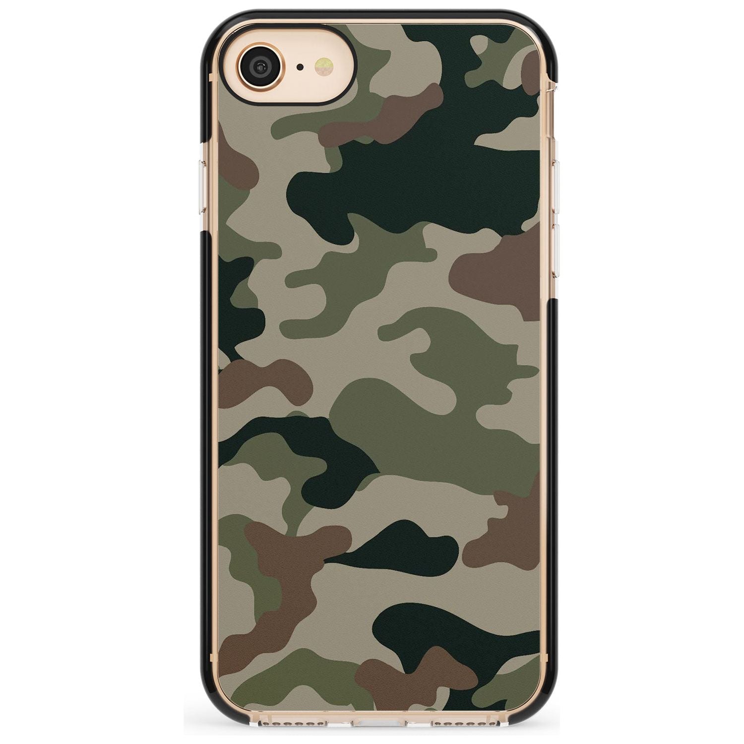 Green and Brown Camo Black Impact Phone Case for iPhone SE 8 7 Plus