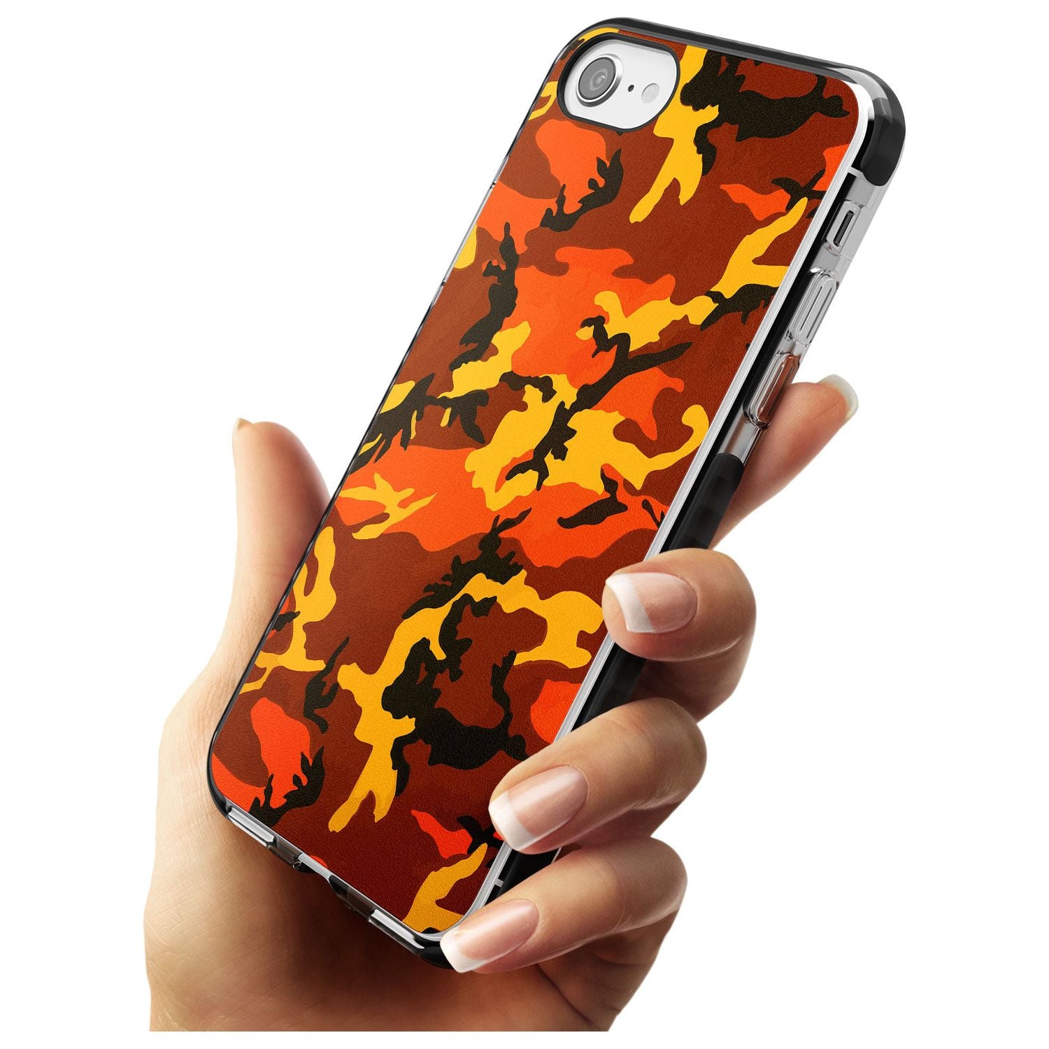Orange Camo Black Impact Phone Case for iPhone SE 8 7 Plus