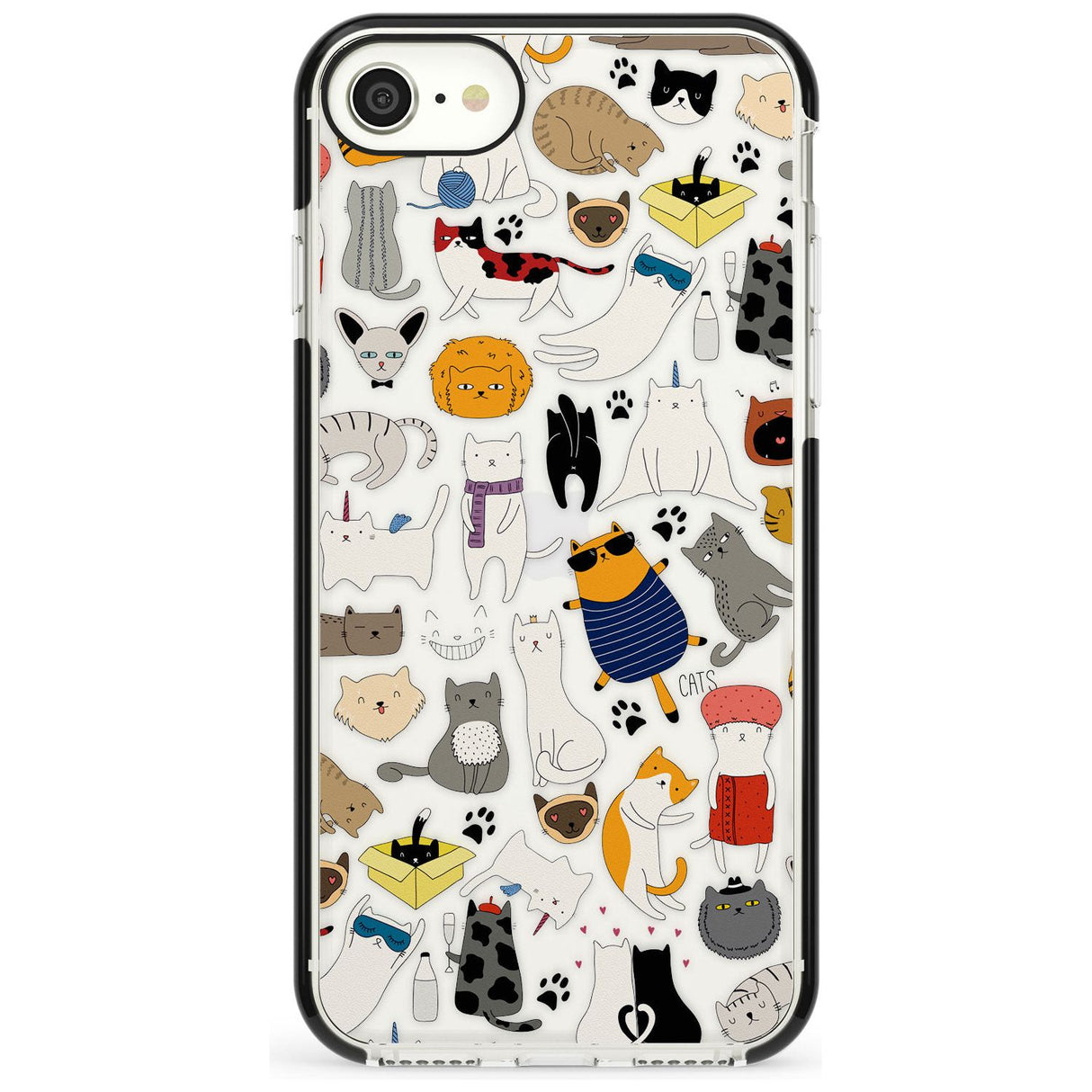 Cartoon Cat Collage - Colour Pink Fade Impact Phone Case for iPhone SE 8 7 Plus