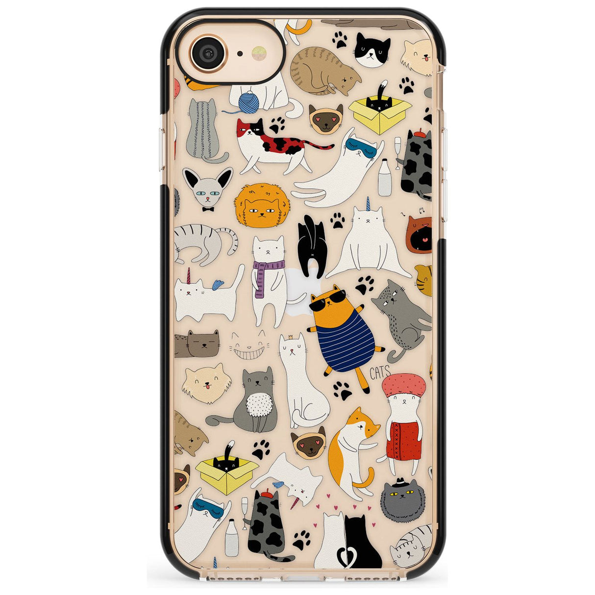 Cartoon Cat Collage - Colour Pink Fade Impact Phone Case for iPhone SE 8 7 Plus