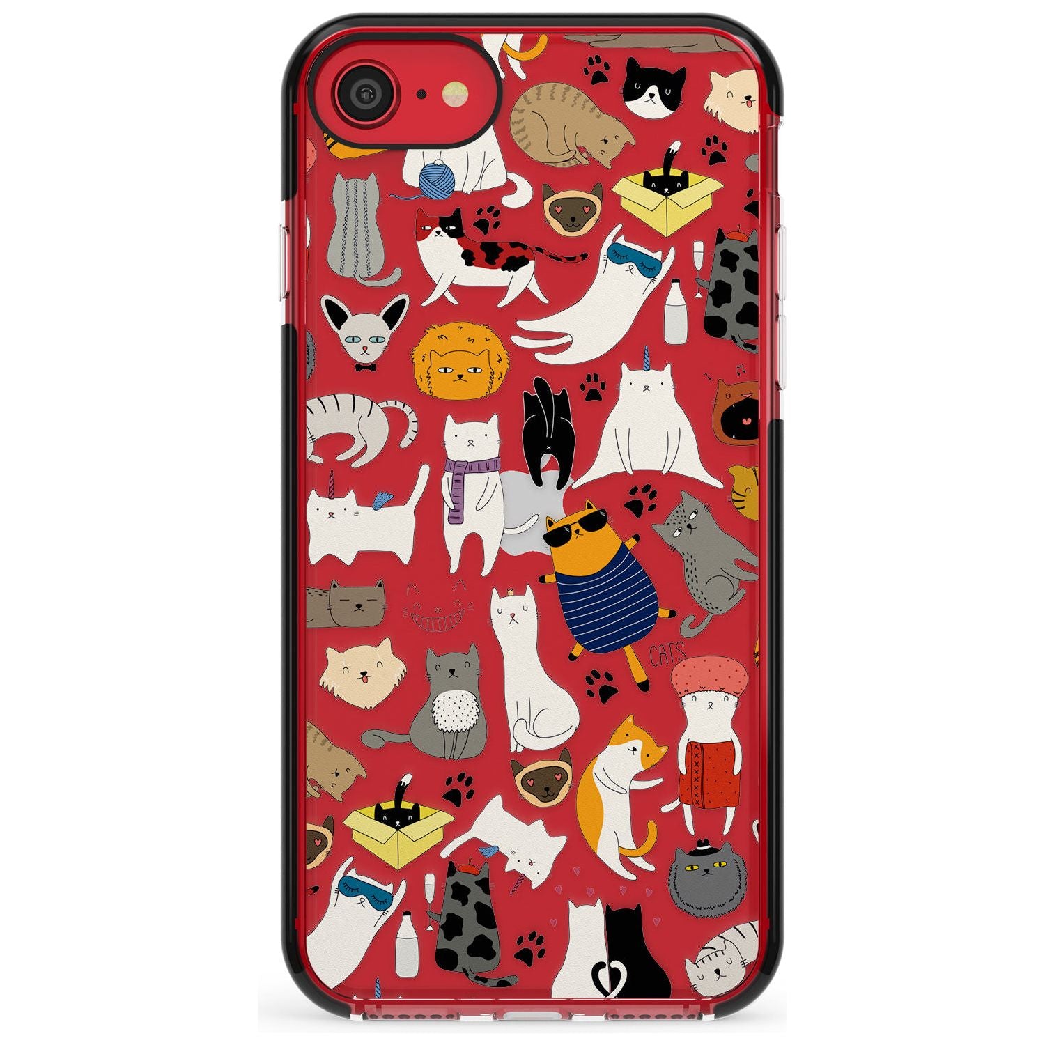 Cartoon Cat Collage - Colour Pink Fade Impact Phone Case for iPhone SE 8 7 Plus