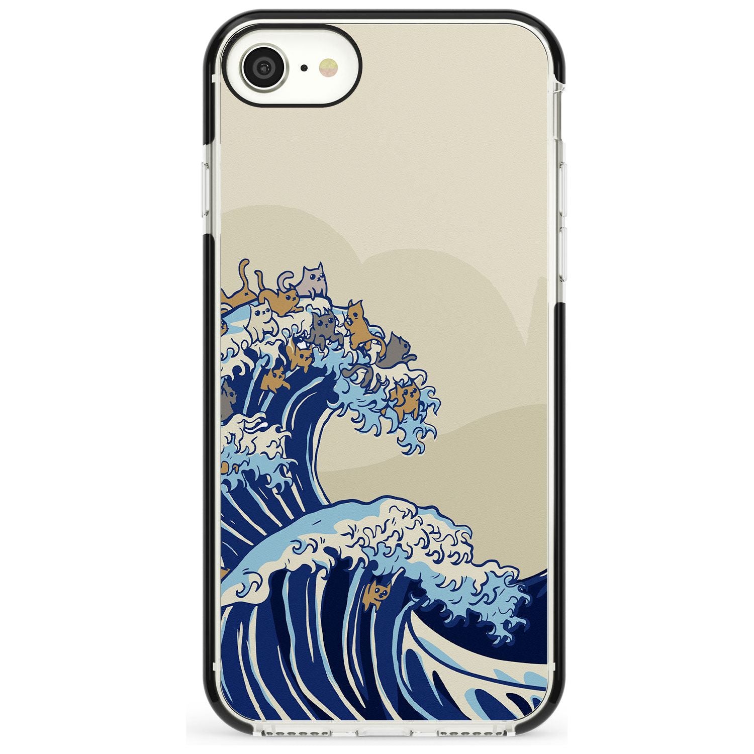 The Great Cat Wave Black Impact Phone Case for iPhone SE 8 7 Plus