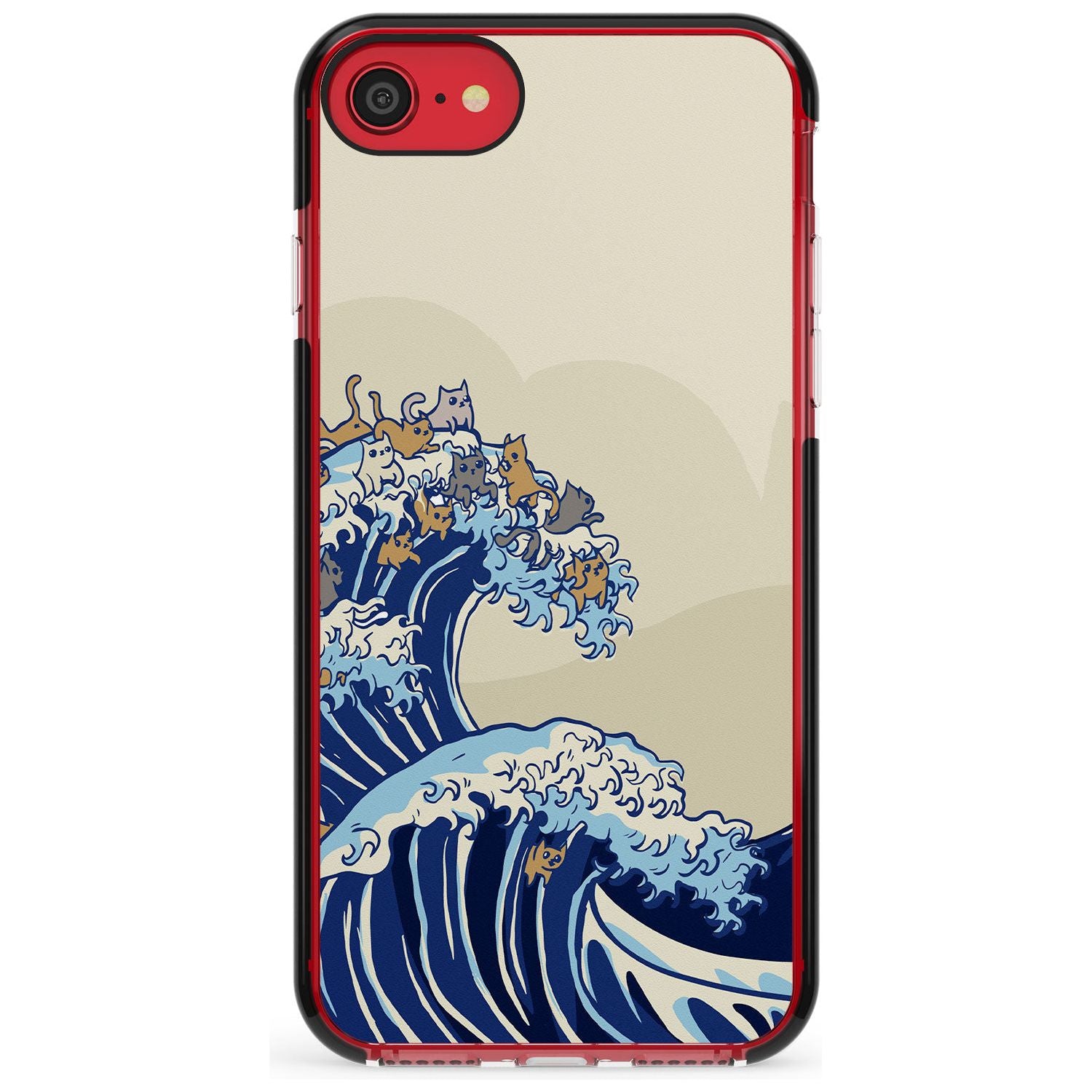 The Great Cat Wave Black Impact Phone Case for iPhone SE 8 7 Plus